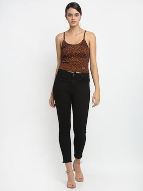 Women Skin Fit Black Cropped Jeans