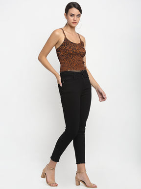Women Skin Fit Black Cropped Jeans