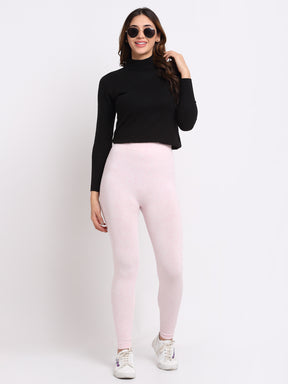 Women Pink Solid Legging