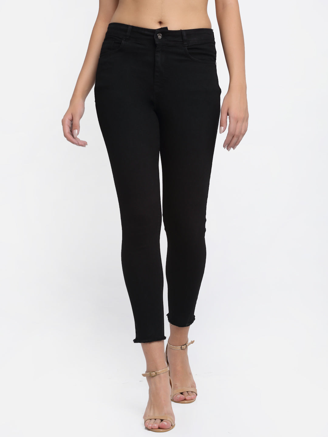 Women Skin Fit Black Cropped Jeans