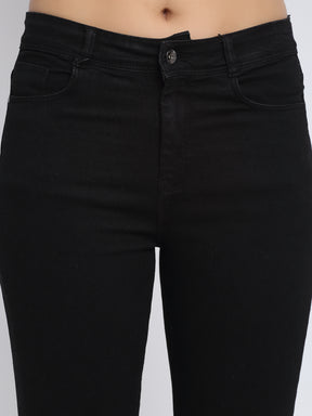 Women Skin Fit Black Cropped Jeans