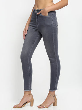 Women Grey Solid Denim Jeans