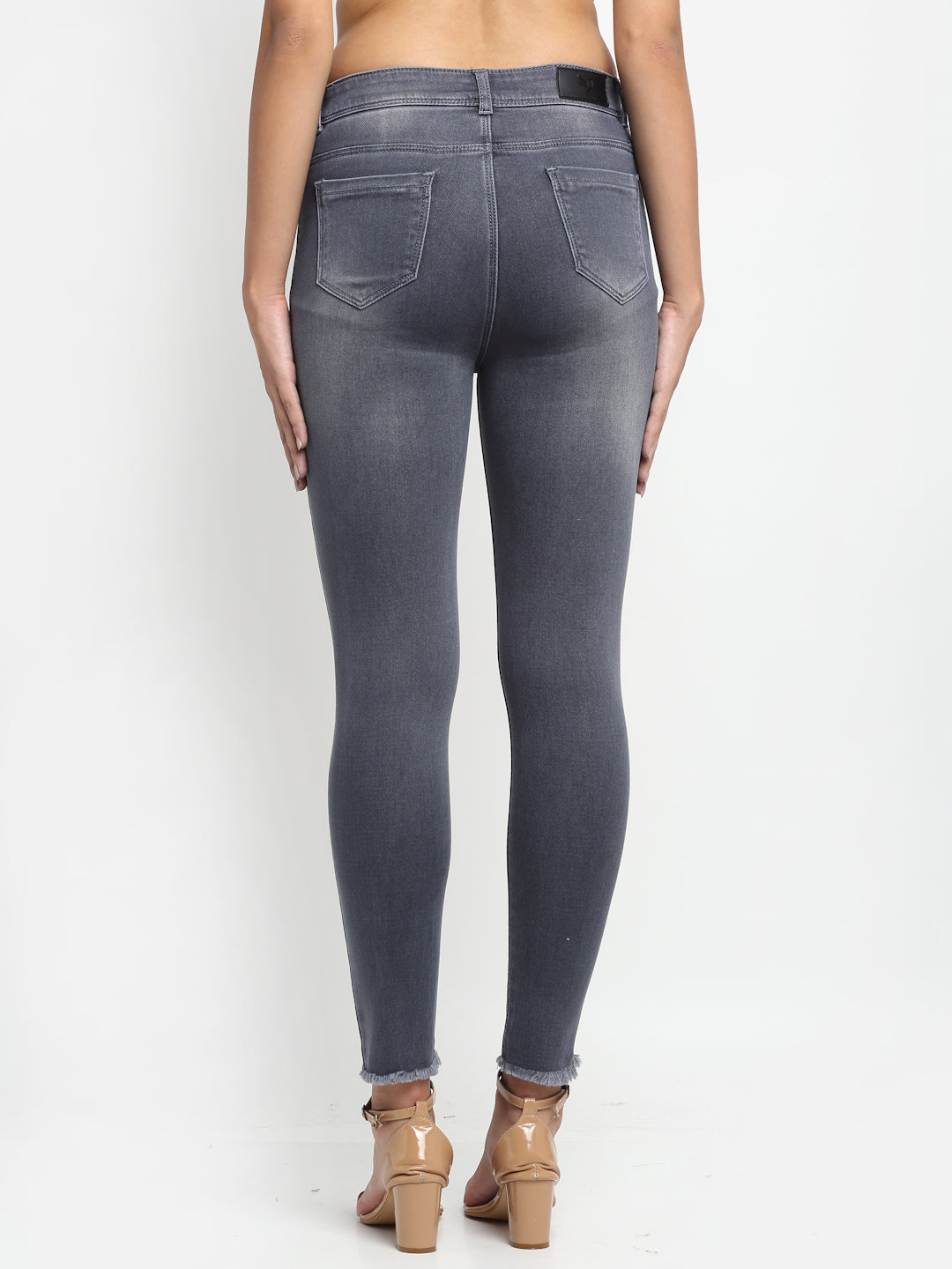 Women Grey Solid Denim Jeans