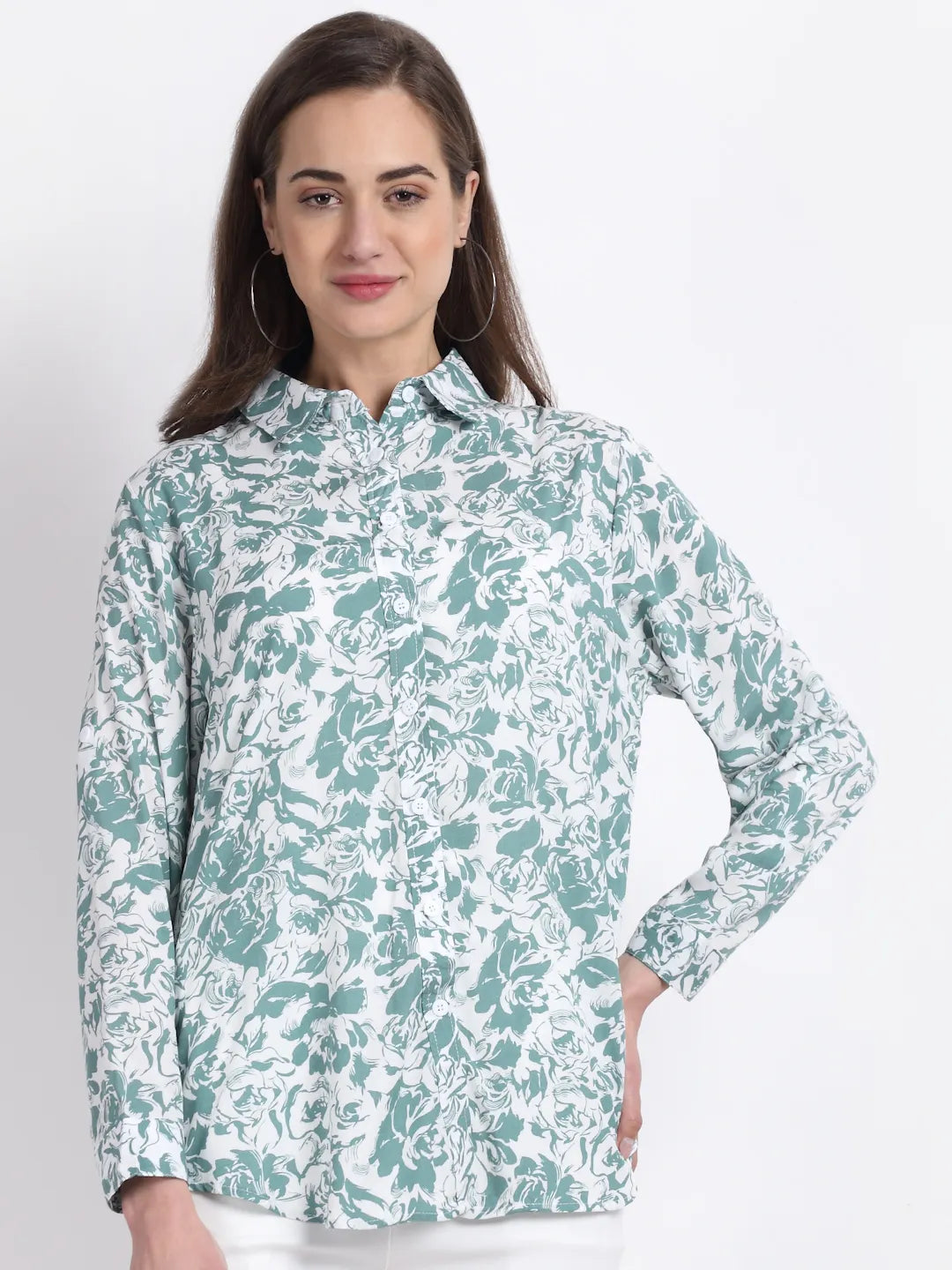 women collared viscose rayon printed shirt