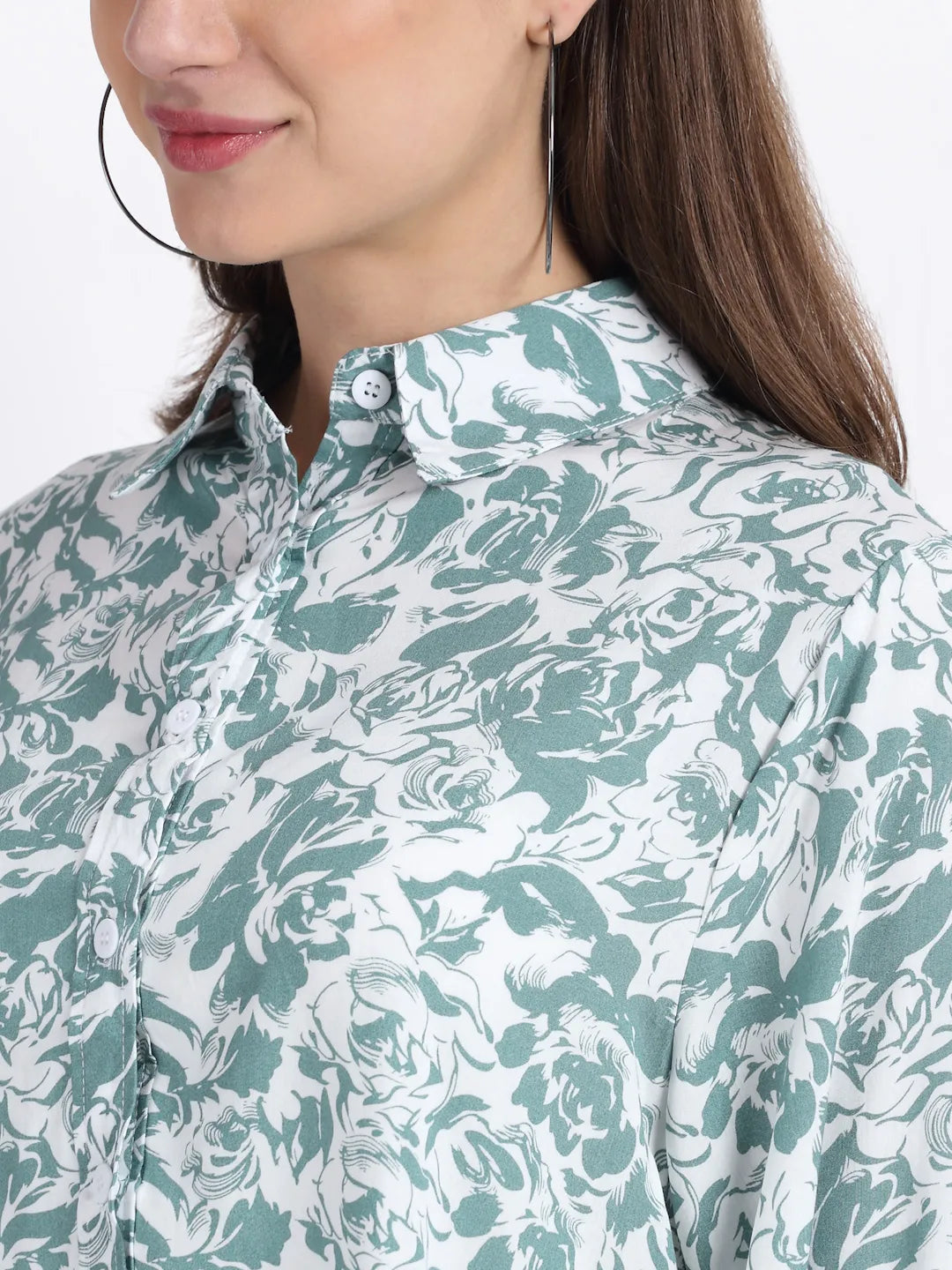 women collared viscose rayon printed shirt