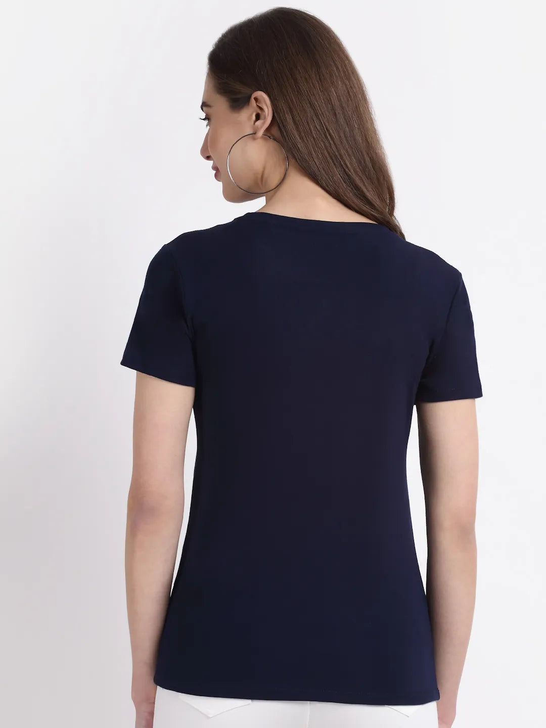 women alpha printed slim fit hosiery t shirt