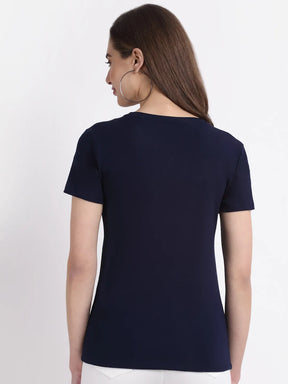 women alpha printed slim fit hosiery t shirt