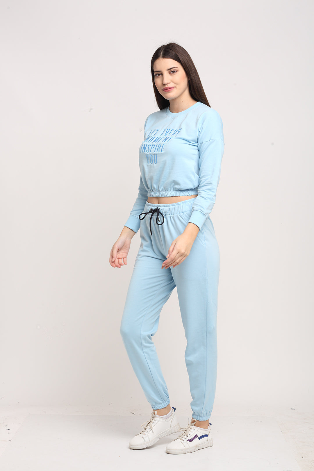 Sky Blue Typography Hosiery Tracksuit - Global Republic