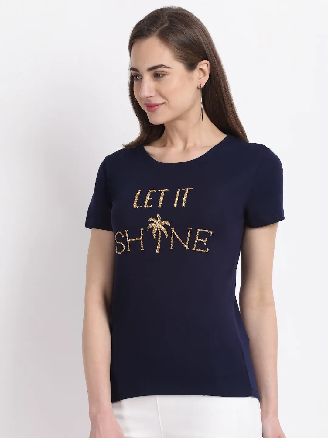 women alpha printed slim fit hosiery t shirt