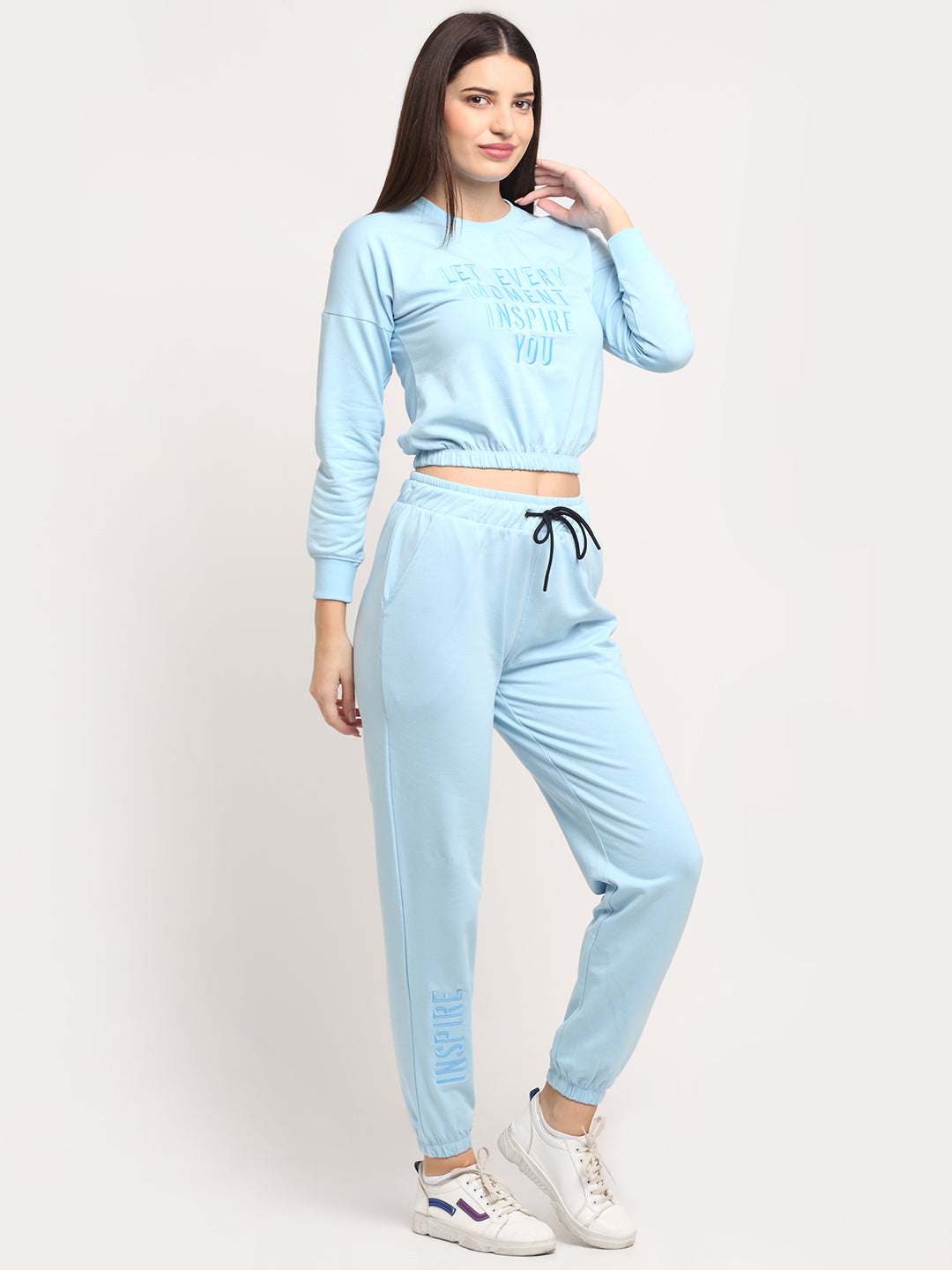 Sky Blue Typography Hosiery Tracksuit - Global Republic