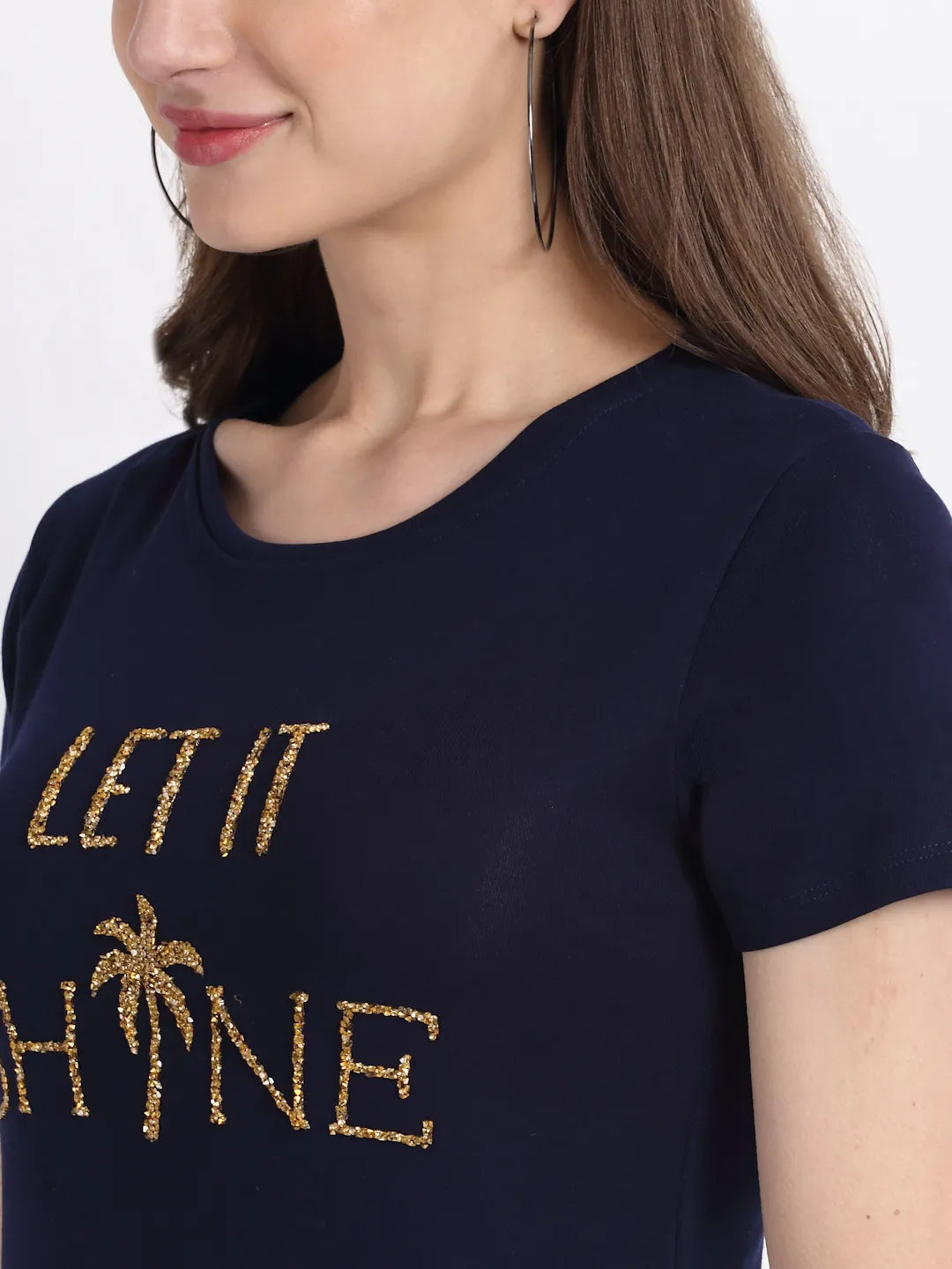 women alpha printed slim fit hosiery t shirt