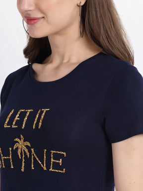 women alpha printed slim fit hosiery t shirt