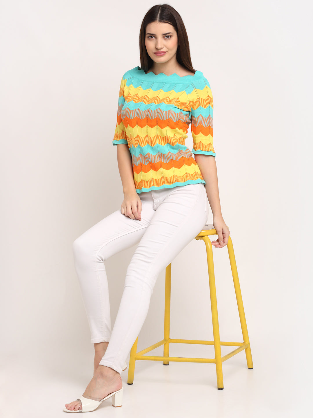 Women Multicolor KNIT Printed Top