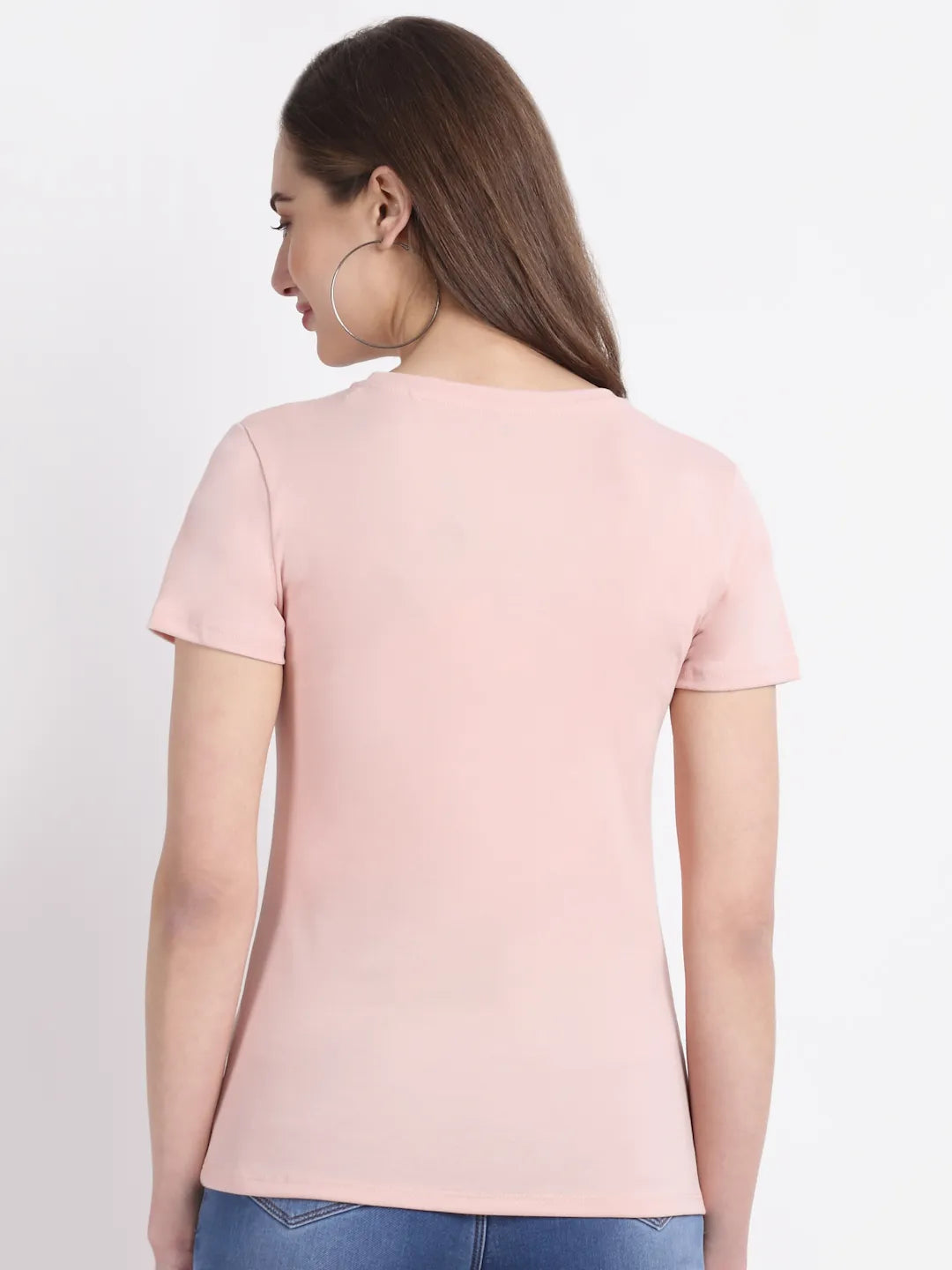 women slim fit pink hosiery t shirt