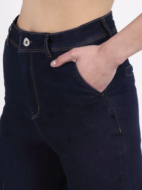 Women Solid dark Blue Loose Fit Denim Jeans