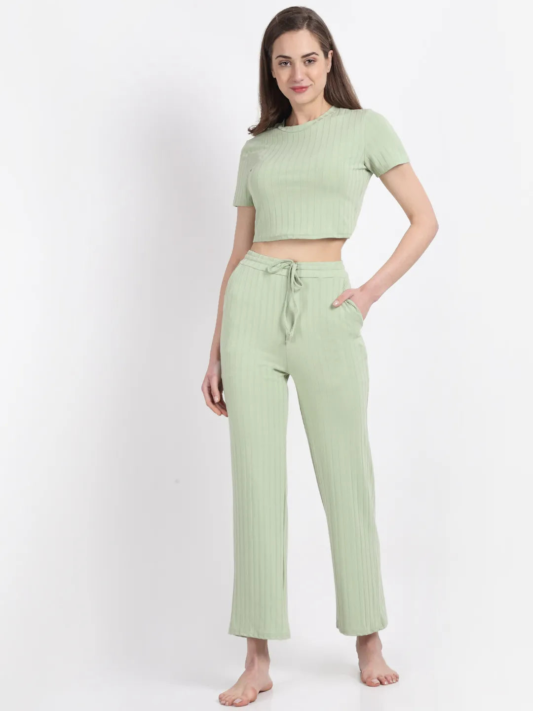 Green Cotton Soild Nightsuit - Global Republic
