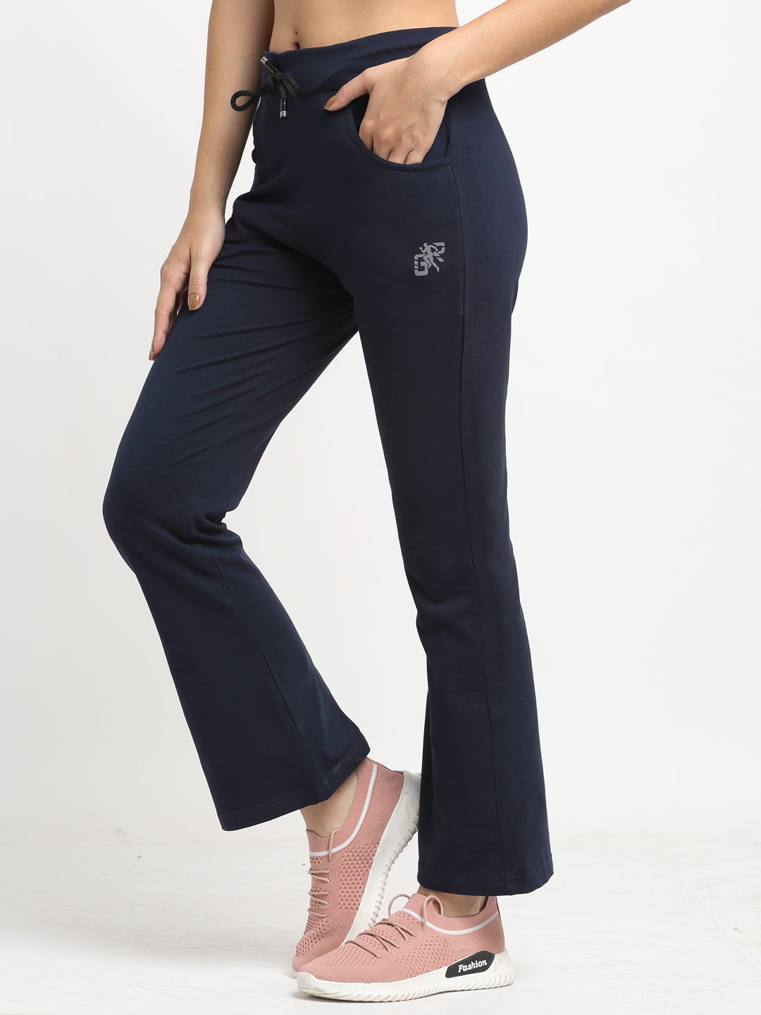Women Navy Blue Solid Stretchable Lower