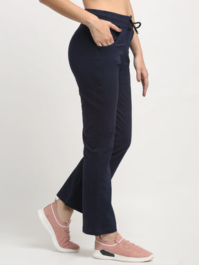 Women Navy Blue Solid Stretchable Lower