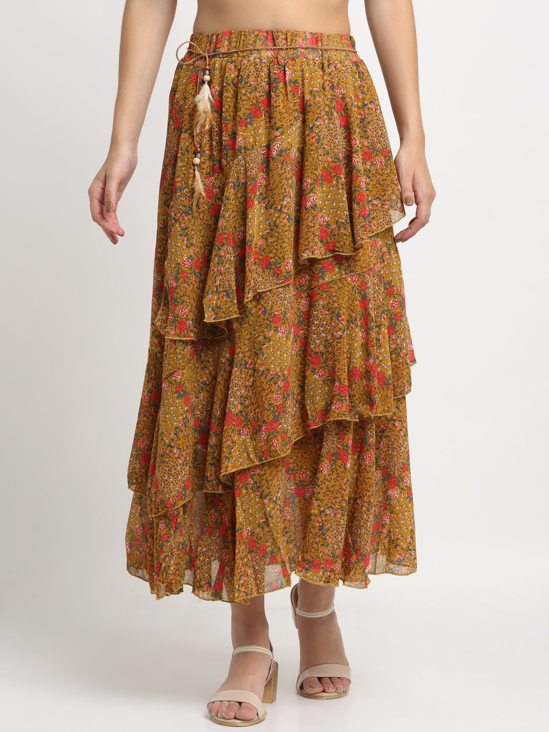 Brown Floral Chiffon Maxi Skirt – Global Republic