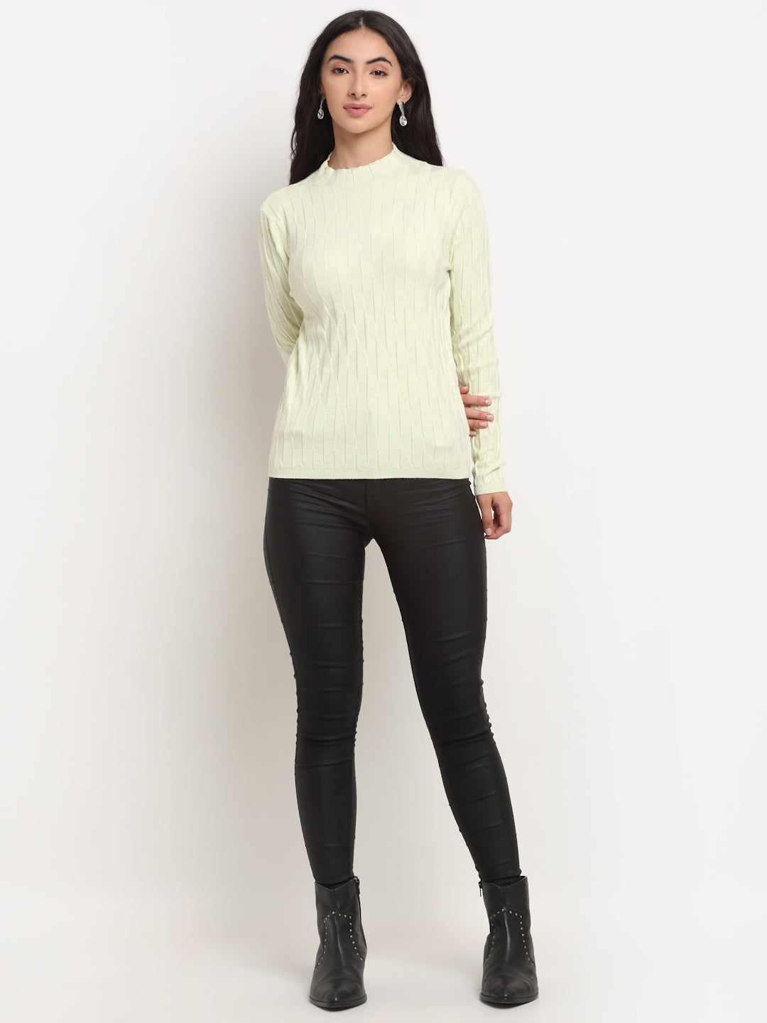 Buy Off White High Neck Solid Skeevi