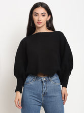 Women Black Round Neck Solid Pullover