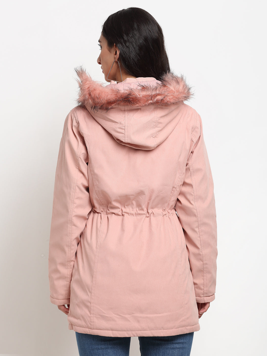 Shop Women Pink Solid Hood Reversible Jacket 