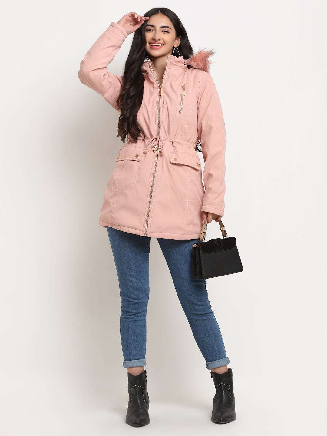 Women Pink Hood Reversible Jacket 