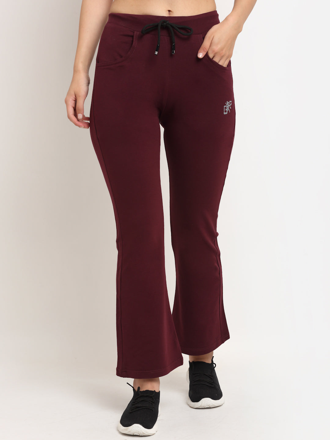 Women Maroon Solid Cotton Linen Lower