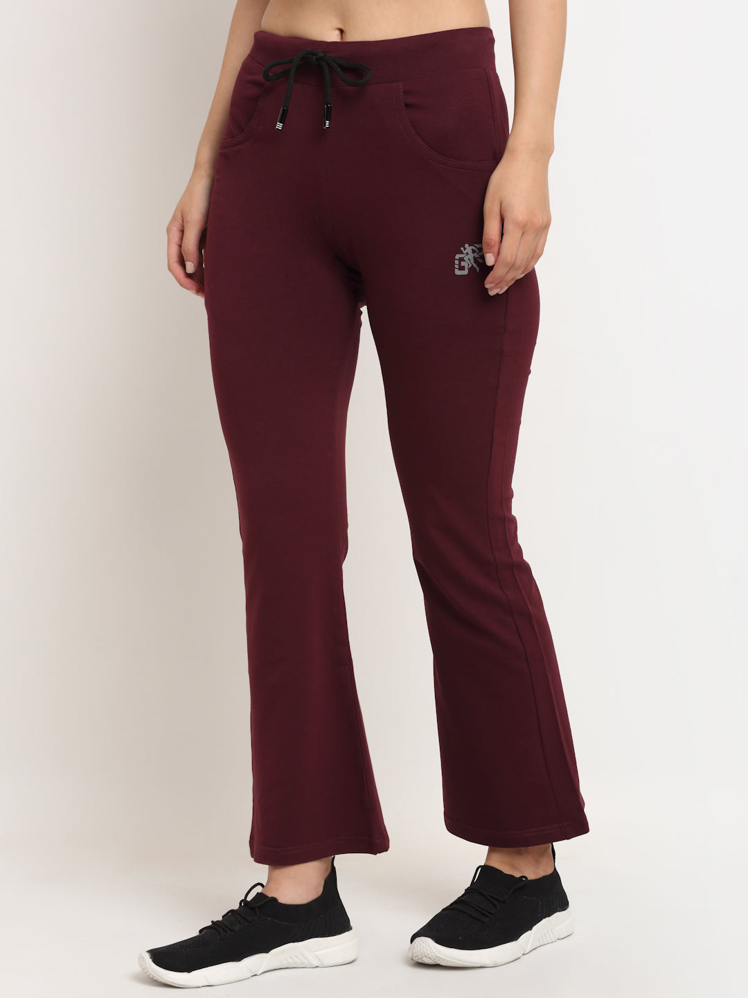 Women Maroon Solid Cotton Linen Lower