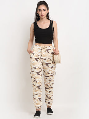 Khaki Army-Printed Hosiery Joggers