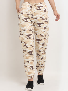 Khaki Army-Printed Hosiery Joggers