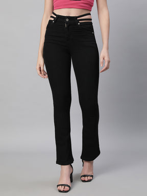 Women Bell Bottom Stretchable Black Jeans