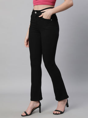 Women Bell Bottom Stretchable Black Jeans