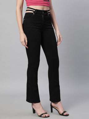 Women Bell Bottom Stretchable Black Jeans