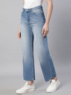 Women Blue Straight-Fit Ankle Length Stretchable Jeans
