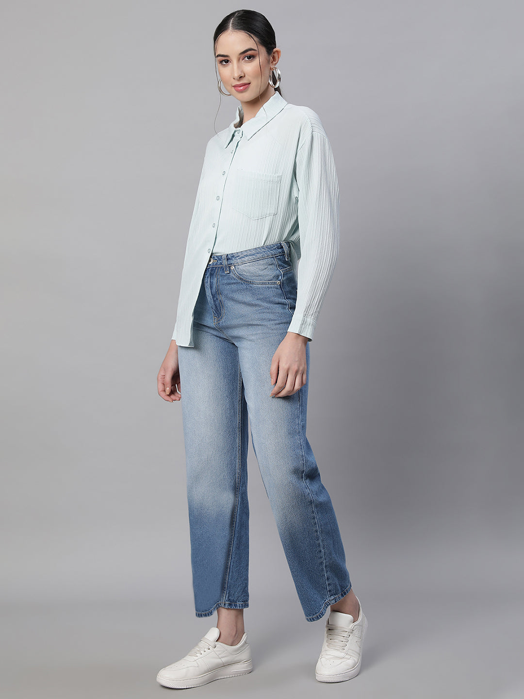 Women Blue Straight-Fit Ankle Length Stretchable Jeans