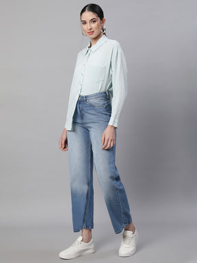 Women Blue Straight-Fit Ankle Length Stretchable Jeans
