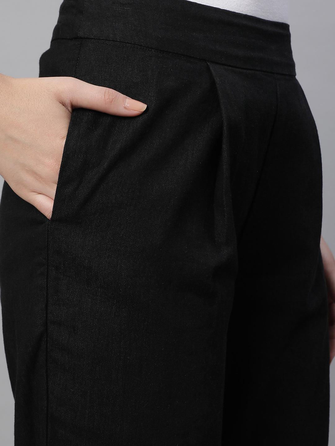 women black polyester solid lower