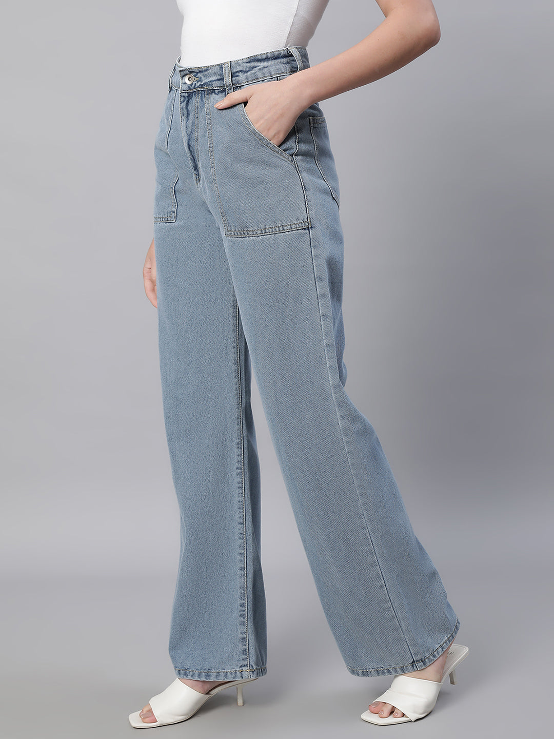 Blue Flared Leg Stretchable Jeans - Global Republic