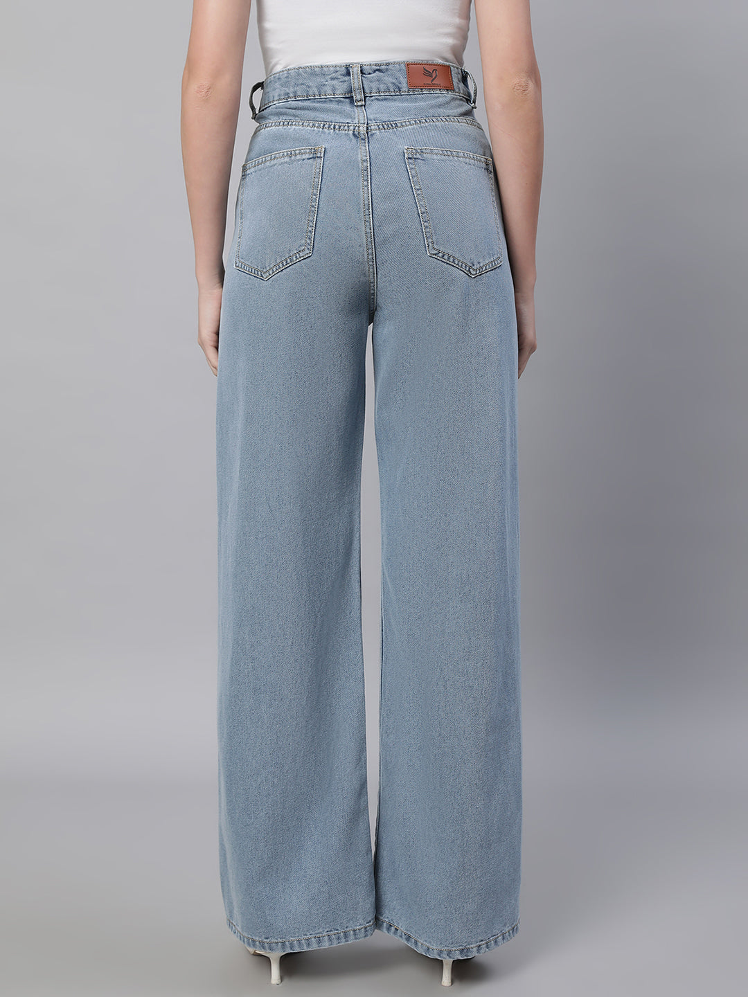 Women Light Blue Flared Leg Stretchable Jeans