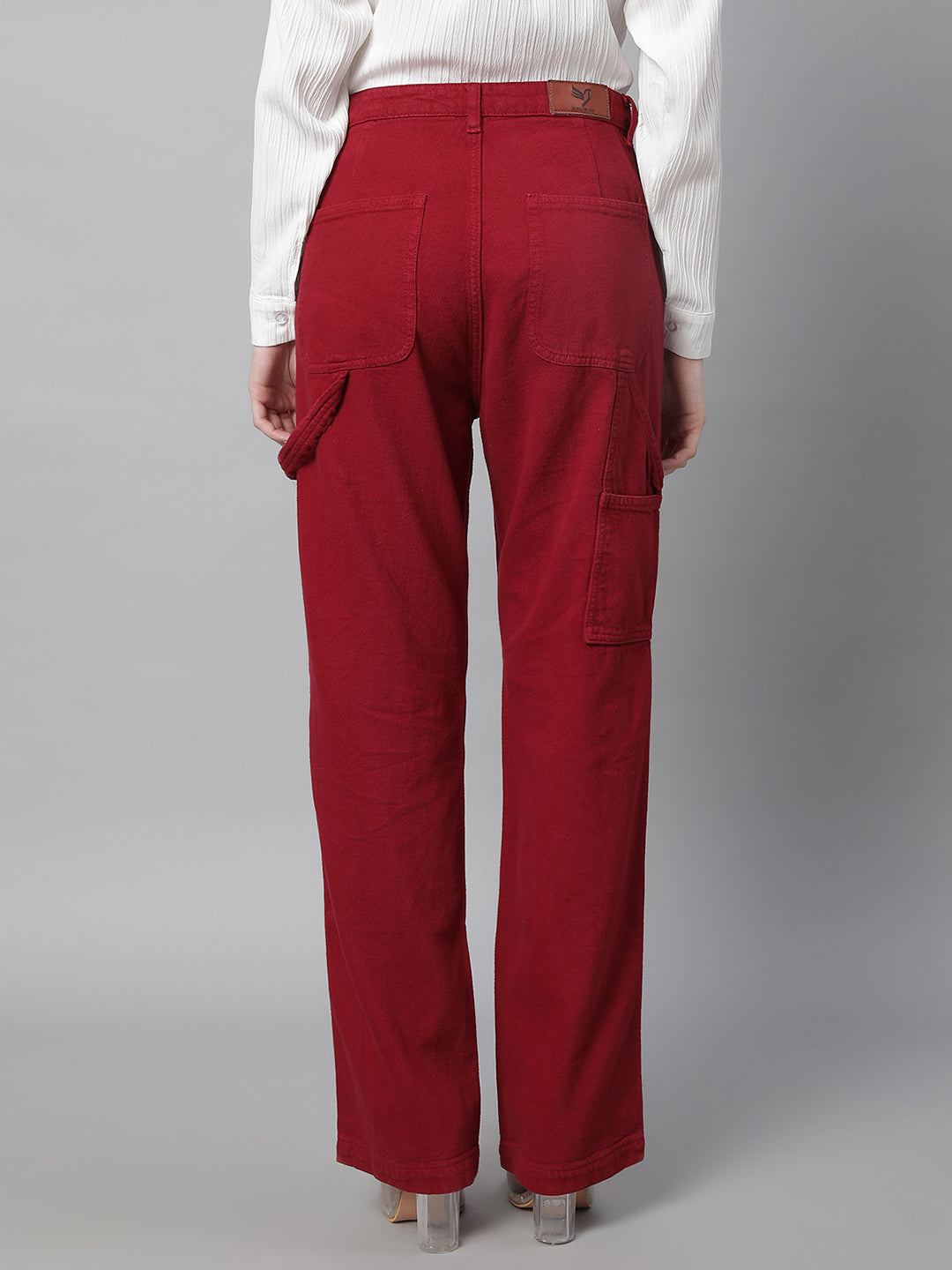 Women Straight Fit Full Length Red Jeans