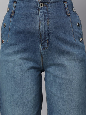 Women Flared Leg Loose Fit Tint Blue Jeans