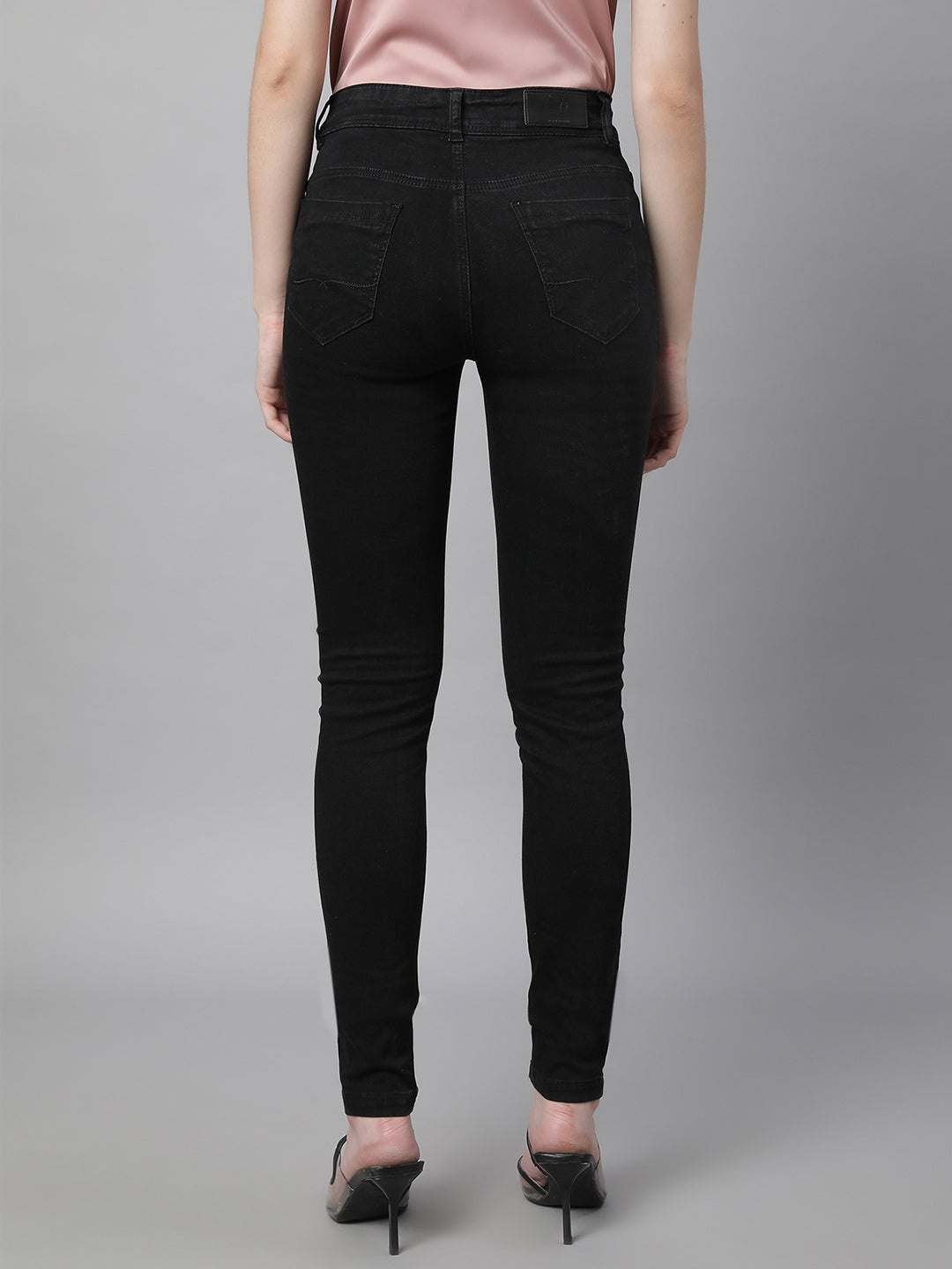 Women Mid Rise Slim Fit Black Jeans
