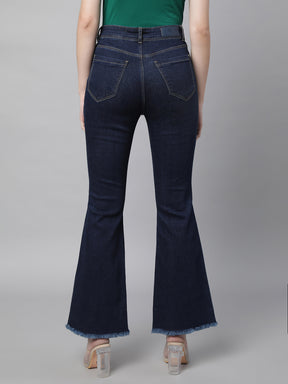 Women Raw Blue Bell-Bottom Ankle Length Jeans