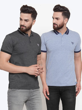 Mens Plain Navy And Olive Combo Of 2 T-Shirts