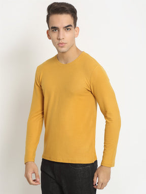 Men Yellow Round Neck Solid T-Shirt