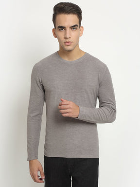 Men Grey Round Neck Solid T-Shirt