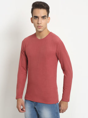 Men Red Round Neck Solid T-Shirt