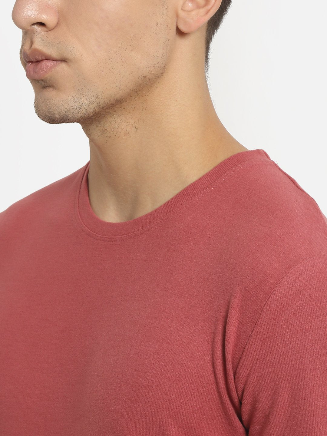 Men Red Round Neck Solid T-Shirt