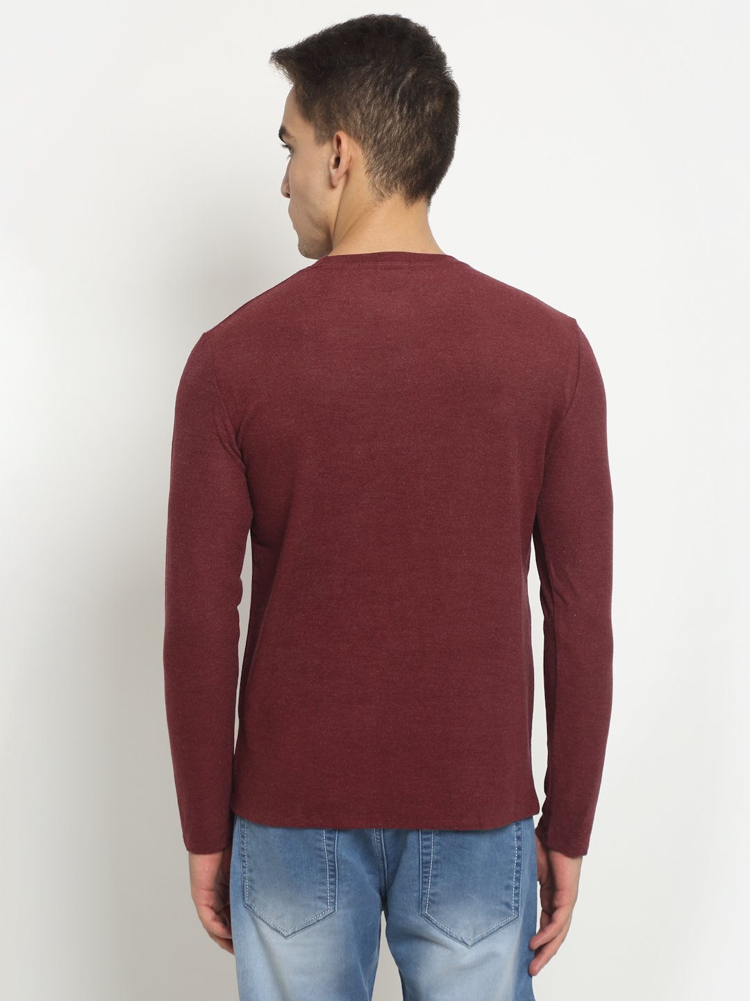 Men Red Round Neck Solid T-Shirt